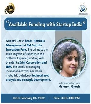 Webinar on “Available Funding with StartUp India”